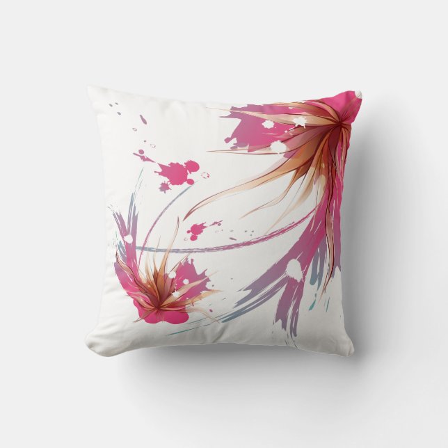Abstract Hibiscus Flower Throw Pillow (Front)