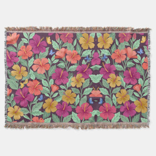 Abstract Hibiscus Garden Butterfly Blankets