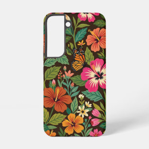 Abstract Hibiscus Monarch Butterfly Samsung Cases