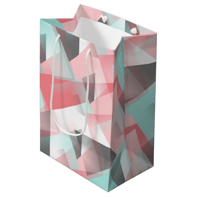 Abstract Hip Modern Geometric Mosaic Art Pattern Medium Gift Bag (Front Angled)