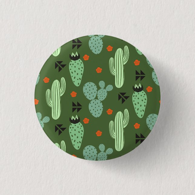 Abstract Hipster Cactus  Desert Pattern 1 Inch Round Button (Front)