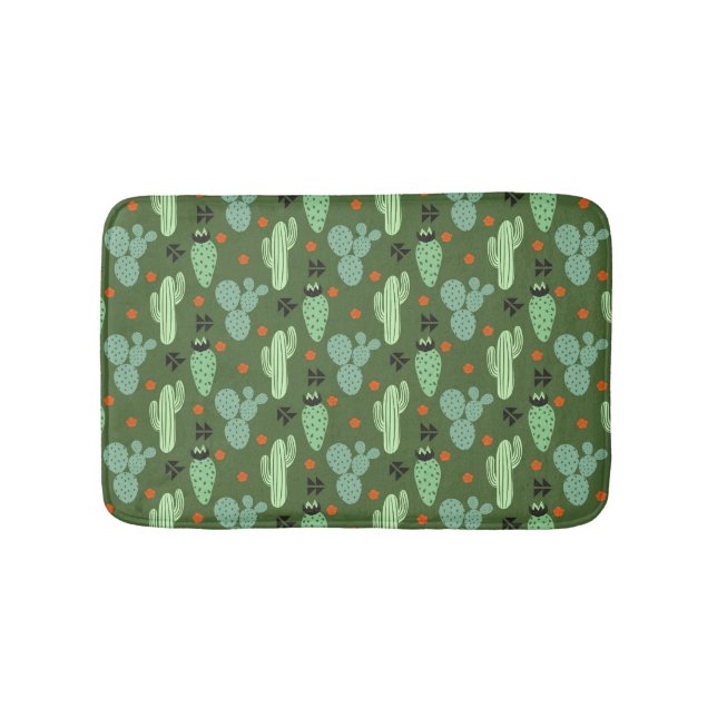 Abstract Hipster Cactus  Desert Pattern Bath Mat (Front)