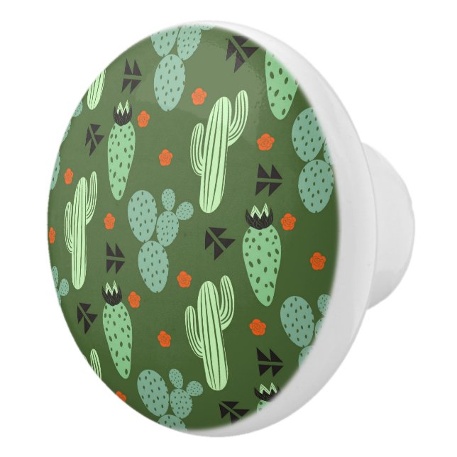 Abstract Hipster Cactus  Desert Pattern Ceramic Knob (Right)
