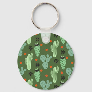 Abstract Hipster Cactus Desert Pattern Keychain