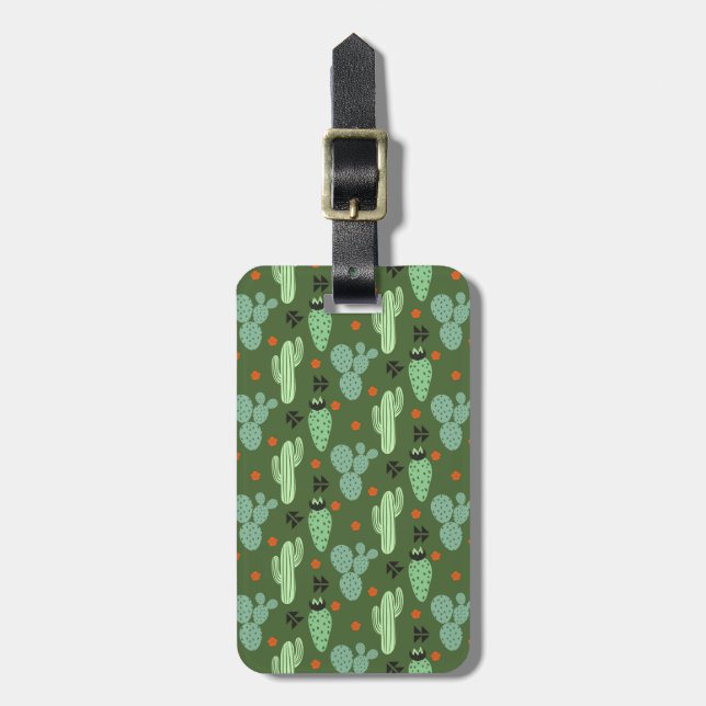 Abstract Hipster Cactus  Desert Pattern Luggage Tag (Front Vertical)