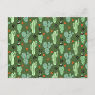 Abstract Hipster Cactus Desert Pattern Postcard