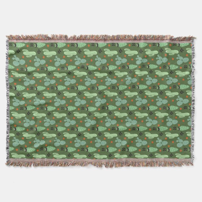 Abstract Hipster Cactus  Desert Pattern Throw Blanket (Front)