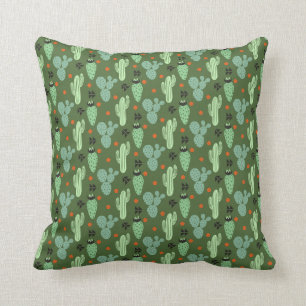 Abstract Hipster Cactus  Desert Pattern Throw Pillow