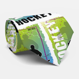 Abstract Hockey Player Blue and Green Tie