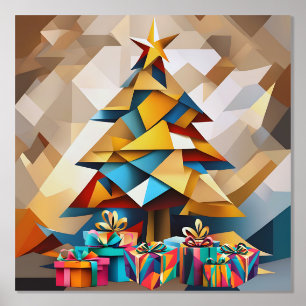 Abstract Holiday Christmas Tree Foil Prints