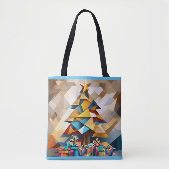 Abstract Holiday Christmas Tree Tote Bag (Front)