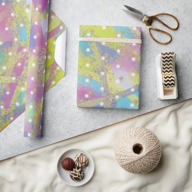 Abstract Holiday Colourful Rainbow Pattern Wrapping Paper (Crafts)