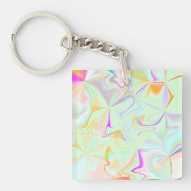 Abstract Hologram Faux Colourful Pattern Keychain (Front)
