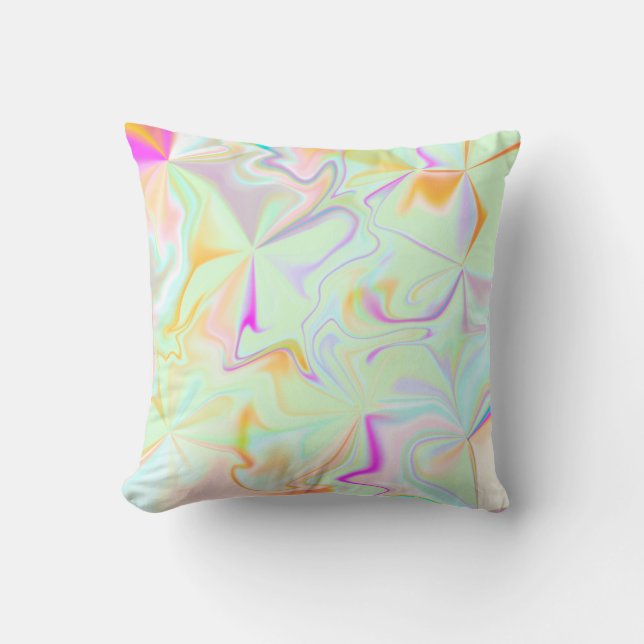 Abstract Hologram Faux Colourful Pattern Throw Pillow (Front)