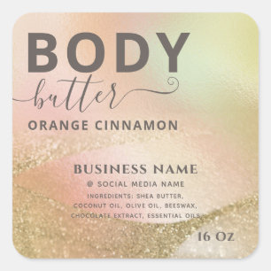 Abstract holographic gold modern script product sq square sticker