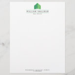 Abstract Home Logo Green/White Letterhead<br><div class="desc">Coordinates with the Abstract Home Logo Green/White Business Card Template by 1201AM. This personalized letterhead features an elegant,  yet simple modern home logo to help brand your real estate business or personal brand. Perfect for realtors,  builders,  contractors and more. 

Original art and design © 1201AM Design Studio | www.1201am.com</div>