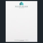 Abstract Home Logo Teal/White Letterhead<br><div class="desc">Coordinates with the Abstract Home Logo Teal/White Business Card Template by 1201AM. This personalized letterhead features an elegant,  yet simple modern home logo to help brand your real estate business or personal brand. Perfect for realtors,  builders,  contractors and more. 

Original art and design © 1201AM Design Studio | www.1201am.com</div>