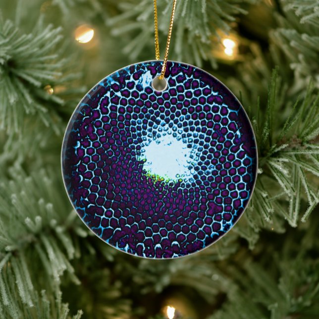 Abstract Honeycomb Design blue and purple Ceramic Ornament (Tree)