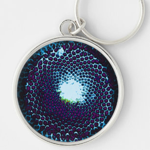 Abstract Honeycomb Design blue and purple Keychain