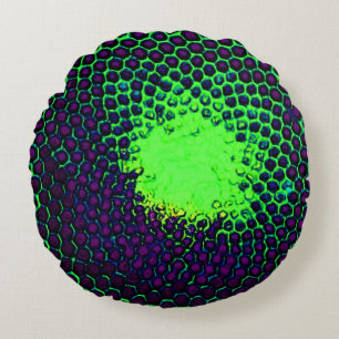Abstract Honeycomb Design green and purple Round Pillow