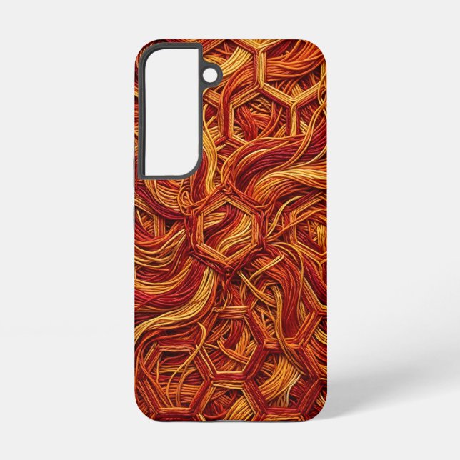 Abstract Honeycomb Fire Red Thread Samsung Cases (Back)