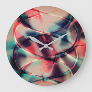 Abstract hoops over yummy red and blue background  large clock