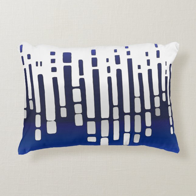 Abstract horizon, navy blue, white, light grey accent pillow (Front)