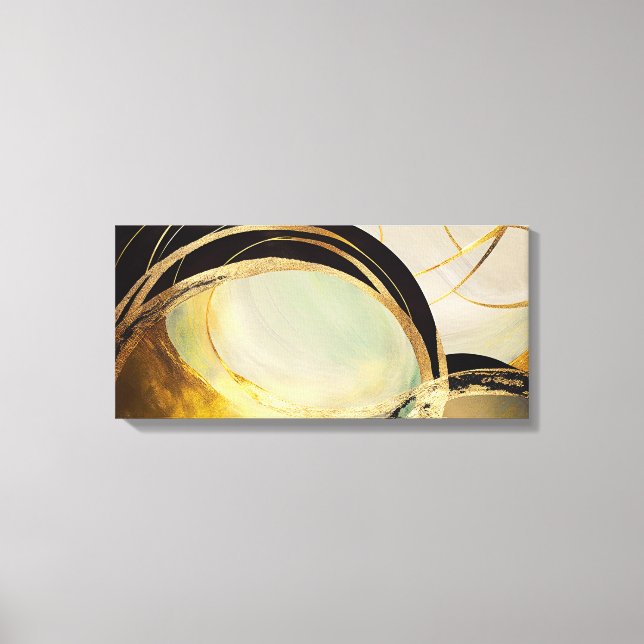 Abstract Horizontal Canvas with Golden Effect (Front)