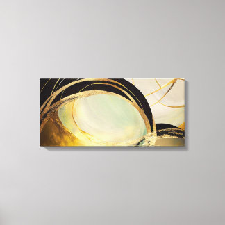 Abstract Horizontal Canvas with Golden Effect Print