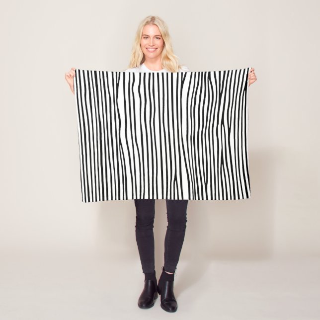Abstract horizontal lines_black fleece blanket (In Situ)