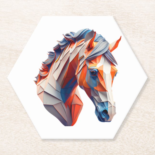 Abstract Horse Art A Colourful Twist on Wildlife I Paper Coaster (Front)