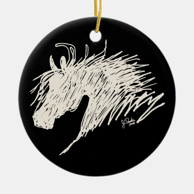 Abstract Horse Head art Ceramic Ornament (Front)
