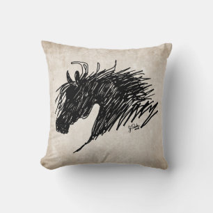 Abstract Horse Head art Throw Pillow