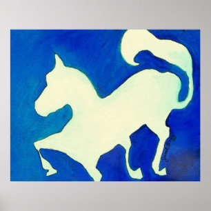 Abstract Horse in Blue and White Poster