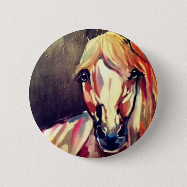 Abstract Horse Painting 2 Inch Round Button (Front)