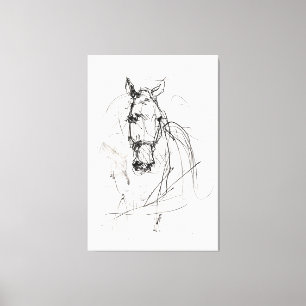 Abstract Horse Portrait Sketch - Premium  Canvas Print