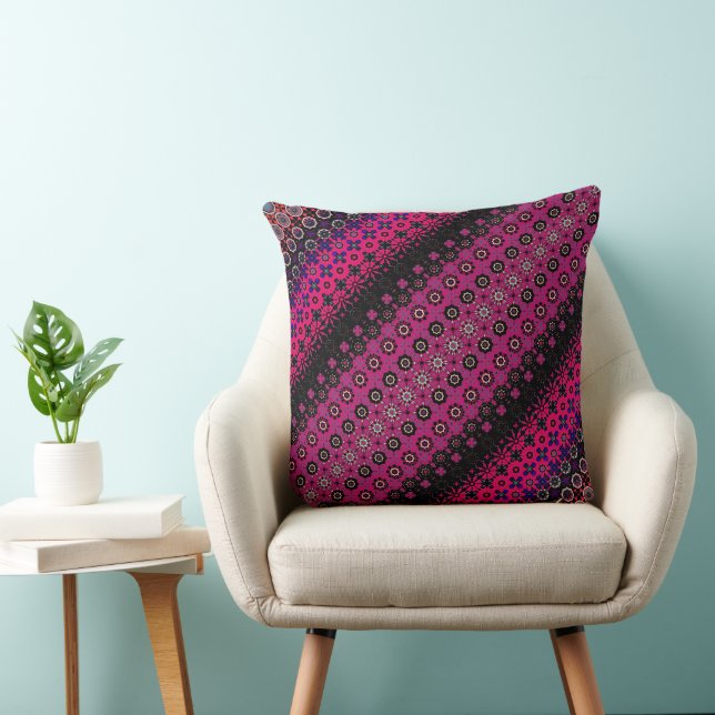 Abstract Hot Pink Pattern Throw Pillow (Chair)