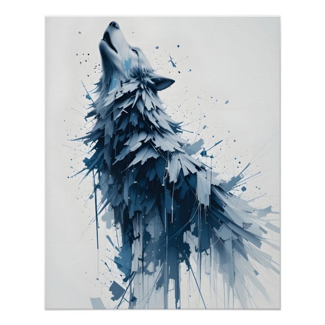 Abstract Howling Wolf Poster (Front)