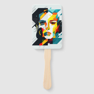Abstract human face hand fan
