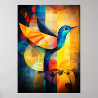 Abstract Hummingbird Art - Geometric Bird