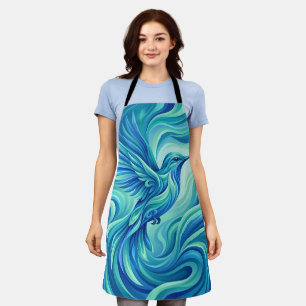 Abstract Hummingbird Nectar Ocean Blue Apron