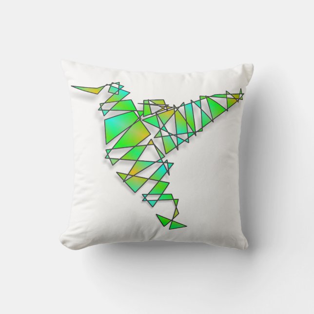 Abstract Hummingbird Throw Pillow (Front)