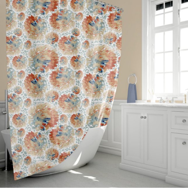 Abstract Hydrangea Blooms in Fall Colours (Abstract Hydrangea Blooms in Fall Colors Shower Curtain by Jenn Steffen Art for Studio Posies.)