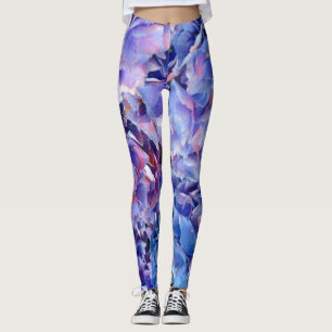 Abstract Hydrangea Flowers Yoga Pants Running