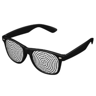 Abstract Hypnotized Black & White Retro Sunglasses