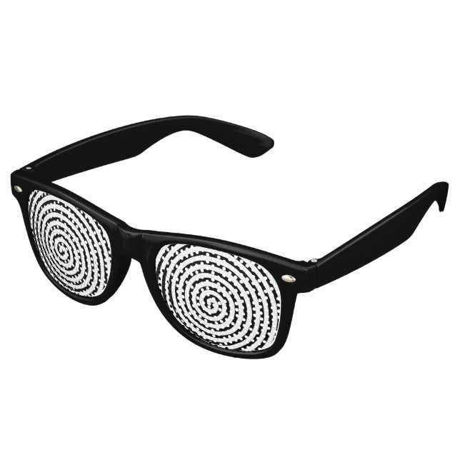Abstract Hypnotized Black & White Retro Sunglasses (Angled)