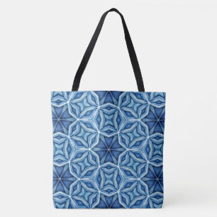 Abstract Icy Blue Crystal  Pattern Tote Bag