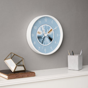 Abstract Icy Blue Gradient Fractal Clock