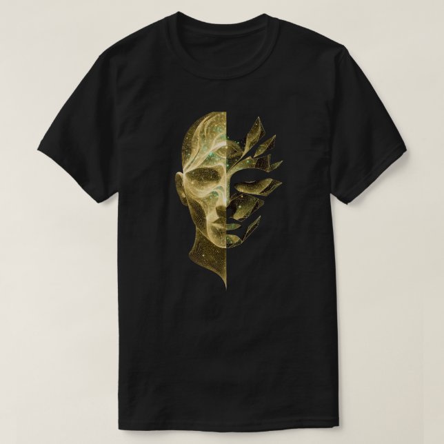 Abstract Identity Split Face – Layered Cosmic Self T-Shirt (Design Front)