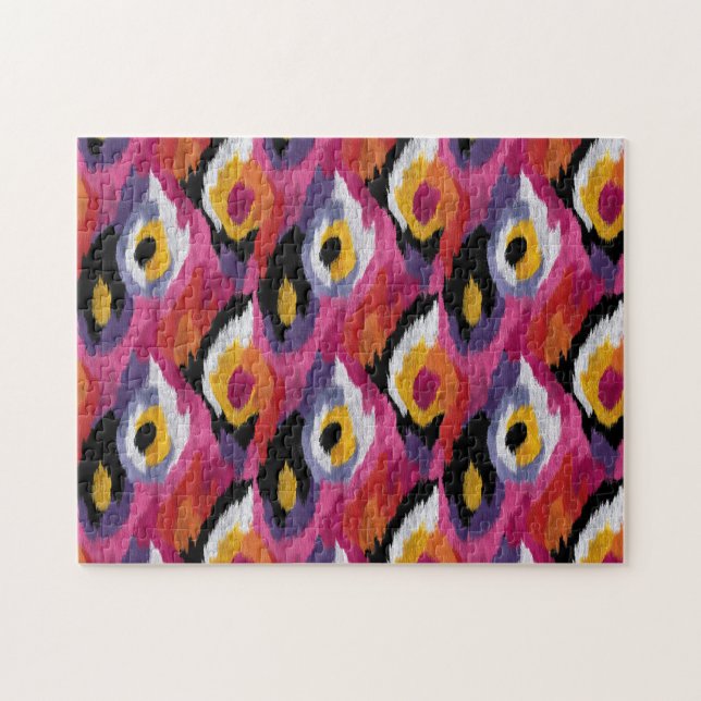 Abstract Ikat Pattern Colourful Jigsaw Puzzle (Horizontal)